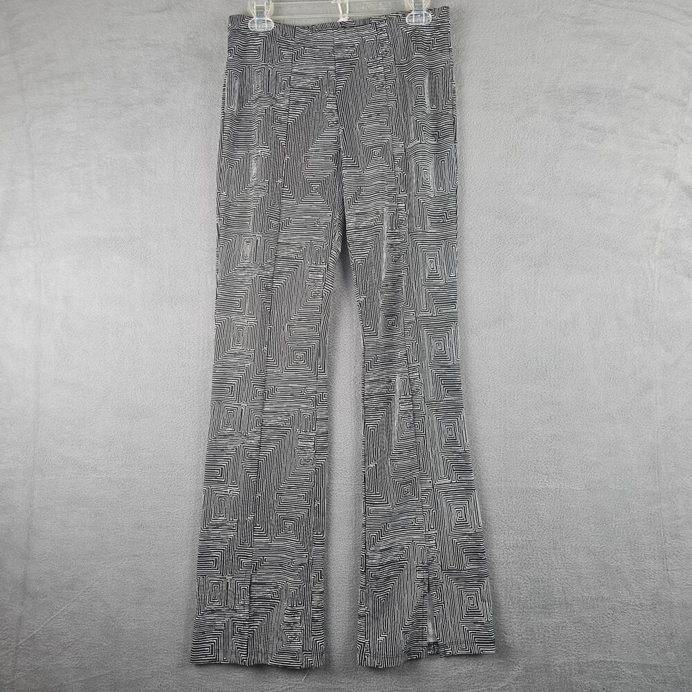 Clara Sun Woo Pull On Front Slit Black White Geometric Pants Abstract Mod Size S